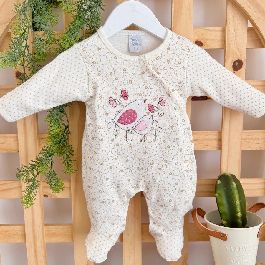 Macacão  Trape Zape - Mamãe e Filhinha - Florido Off e Bege